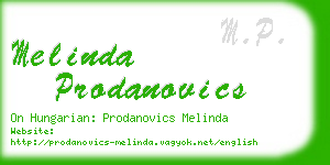 melinda prodanovics business card